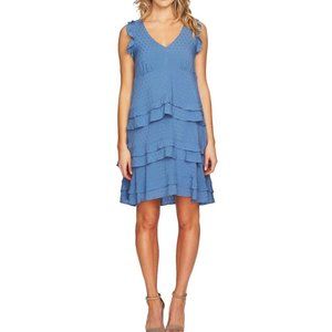 CeCe Sleeveless Tiered Ruffle V-Neck Shift Dress